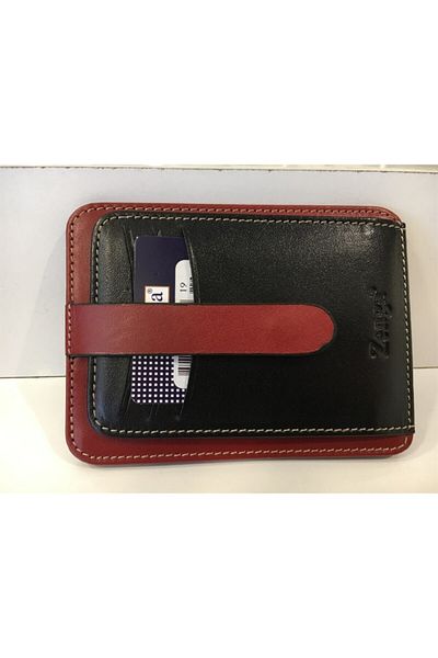 Zenga Leather Card Holder Garni Red