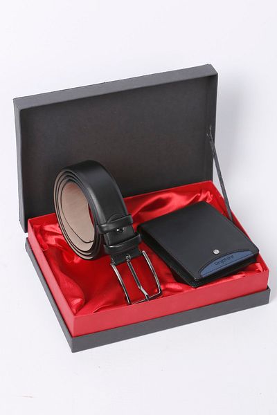 CENGİZ PAKEL Genuine Leather Wallet Belt Set