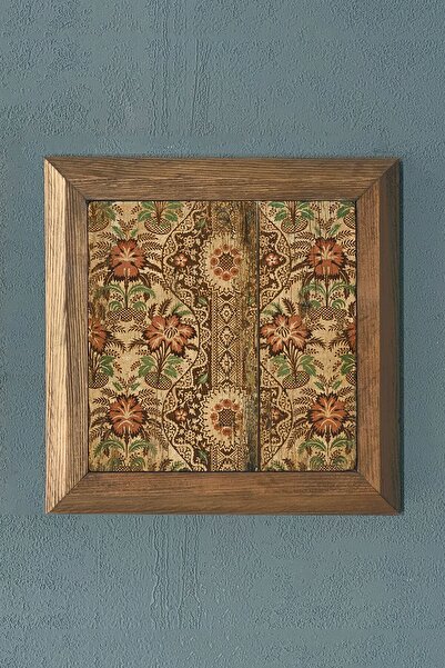 Oscar Stone Decor Eskitme Desen Masif Çerçeveli Taş Tablo-wall Decor- 28x28 Cm