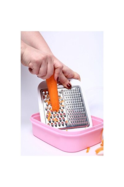 abnturk Paslanmaz Çelik 2 Ölçülü Özel Saklama Kaplı Hazneli Rende 21 x 17 x 5 cm