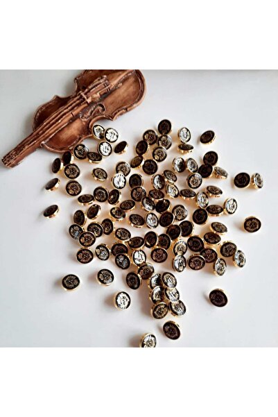 canan dizayn 15 Mm Ayaklı Metalize Gold -siyah Düğme (15 Adet)