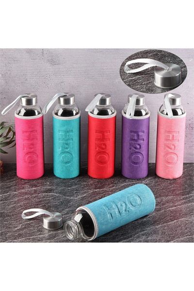 Tohana Glass Flask with Red Leather Cover