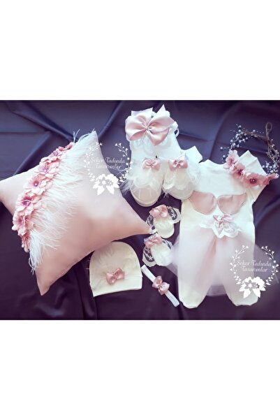 Şeker Tadında Tasarımlar Pudra Fiyonk Detaylı Hastane Çıkış Seti