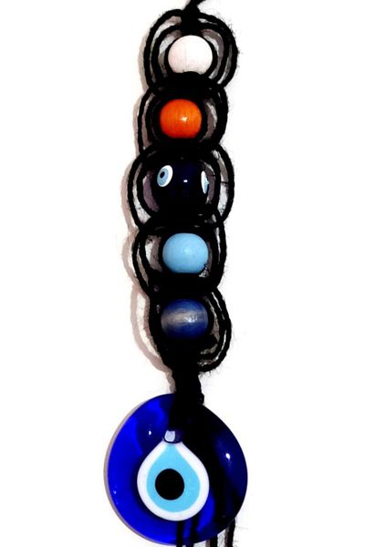 Mixperi Handmade Black Car Ornament with Glass Evil Eye Beads