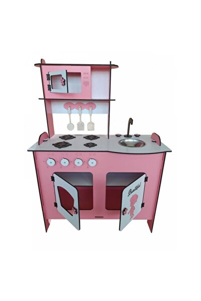Genel Markalar Sürpriz Hediyeli Ahşap Oyuncak Büyük Mutfak Kız Çocuk Oyun Mut...