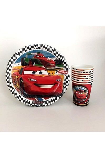 Vardem Cars Cup Plate 8 Piece Birthday Set
