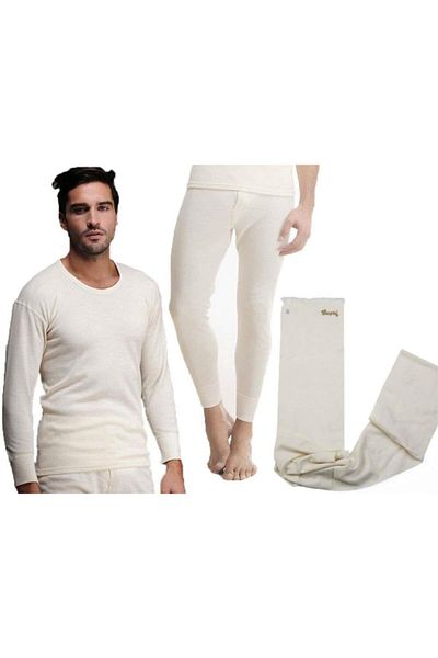 Hasyün Men's Suit Underwear, Bottom Top, Woolen Underwear and Wool Long Sleeve Undershirt