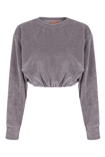 Whenever Company Gray Velvet Crop Ultra Soft Sweatshirt