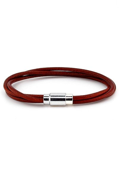 Solfera Original Leather 3 Row Magnetic Clip Men's Bracelet M004j
