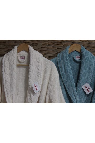 Nurpak Family Bathrobe Set 8 Pieces 100% Cotton Cream-oil