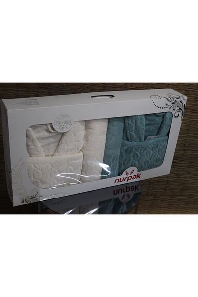 Nurpak Family Bathrobe Set 8 Pieces 100% Cotton Cream-oil