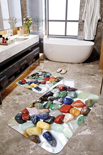MEKTA HOME Set covorașe de baie din piatră colorată Mktbp-083 60x100/50x60
