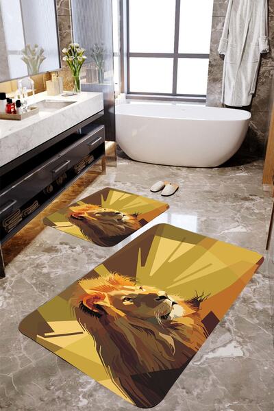 MEKTA HOME Set covoraș de baie din 2 piese cu motiv Lion Mktbp-0104 60x100/50x60