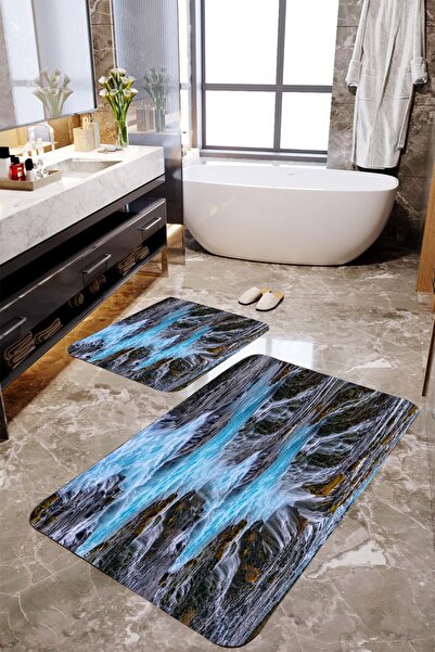 MEKTA HOME طقم سجادة حمام كريك ثلاثي الأبعاد مكون من قطعتين Mktbp-060 60x100/...