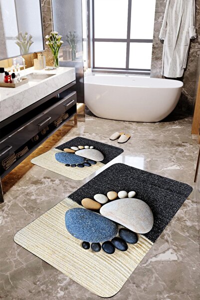 MEKTA HOME 3 Boyutlu Renkli Ayaklar 2'li Banyo Paspas Takımı Mktbp-024 60x100...