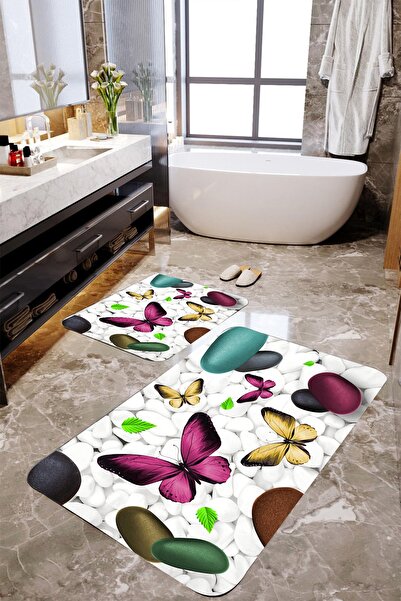 MEKTA HOME Set covoraș de baie 3-D Fluture și Piatră Mktbp-011 60x100/50x60