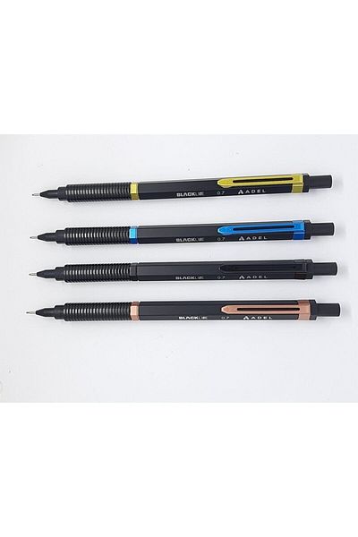 Adel Blackline 0.7 Tip Pen +0.7 Tip+2b Eraser Pink Case