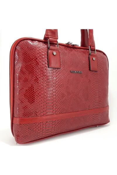 Poloorjinal حقيبة كمبيوتر محمول وحقيبة يد للنساء من Essecia Red Anaconda 15.6