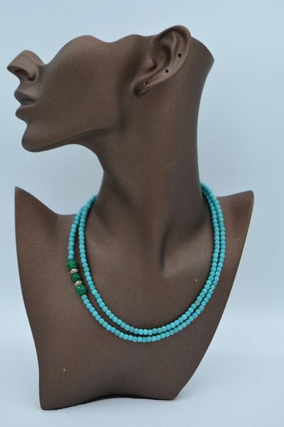 Stoneage Malahit and Turquoise Jewelled Healing Necklace