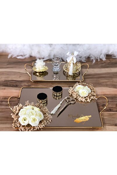 Masalsı Concept Çiçekli Tepsi Takımı Nişan Tepsisi,söz Tepsisi,söz Hediyelik,...