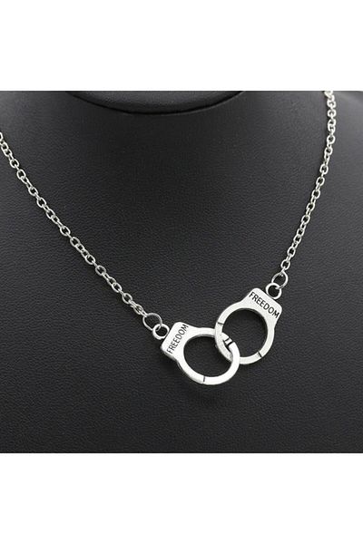 AlpCollection Freedom Freedom Handcuffs Gray Metal Gift Chain Necklace Jewelry