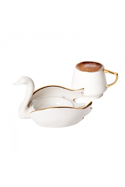 Karaca STD Swan – 70 ml Kaffeetassen-Set für 2 Personen
