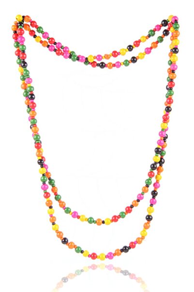 Rouge قلادة مولان من الخرز الخشبي الملون الطبيعي