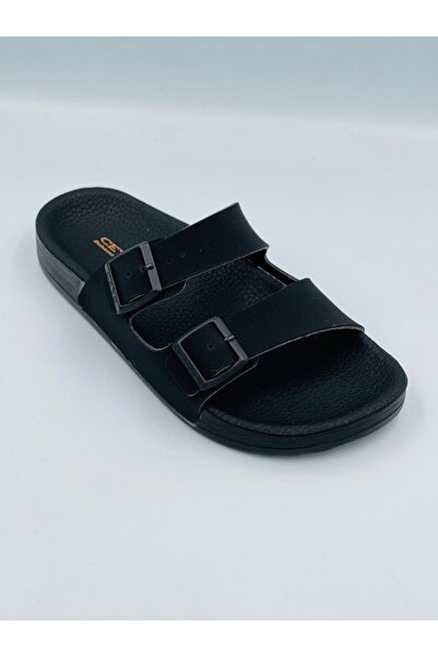Ceyo Women's Black Buckle Orthopedic Stylish Slippers