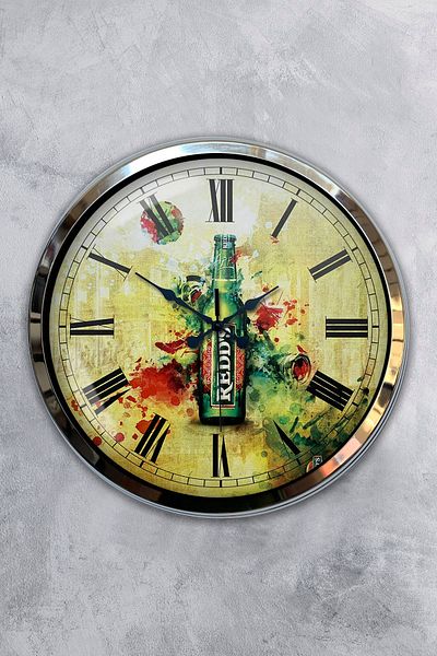 Kasva Concept Gift 40 cm Chrome Metal Clup Wall Clock