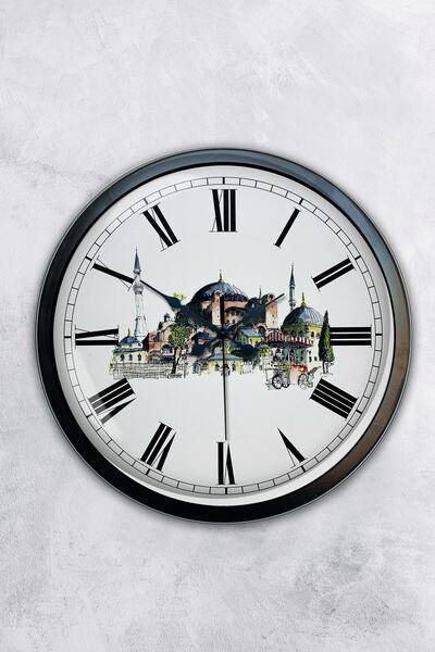 Platin Saat ساعة حائط كامي جديدة معدنية سوداء مقاس 40 سم