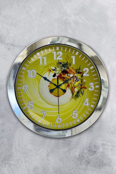 Kasva Concept Gift 36 cm Chrome Metal Kitchen Wall Clock