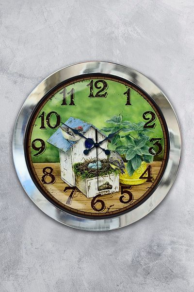 Kasva Concept Gift 36 cm Chrome Metal Innocent Wall Clock