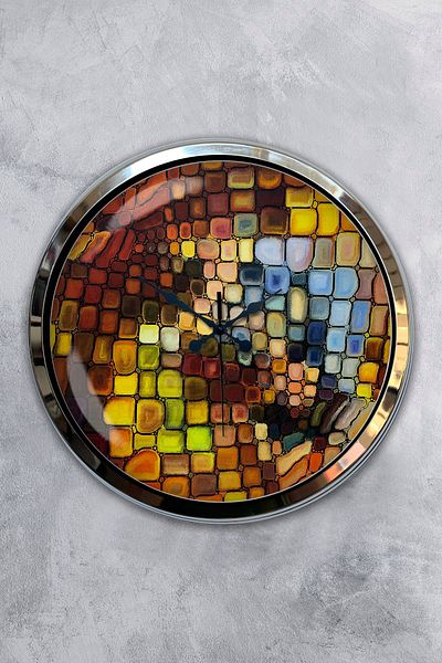 Kasva Concept Gift 40 cm Chrome Metal Colorful Wall Clock