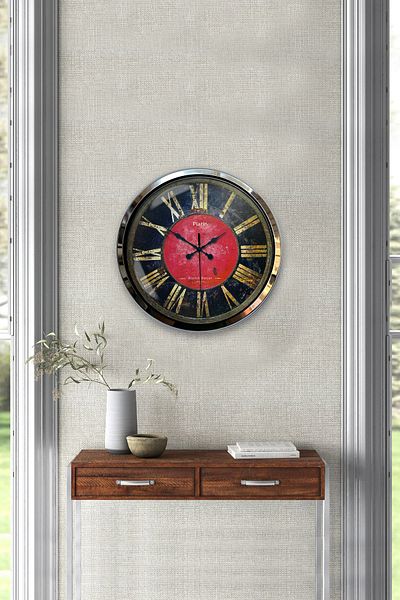 Kasva Concept Gift 40 cm Chrome Metal Red-Black Wall Clock