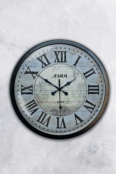Platin Saat هدية ساعة حائط مزرعة معدنية سوداء مقاس 40 سم