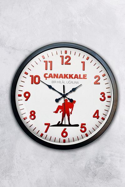 Kasva Concept 40 cm Black Metal Canakkale Memorial Wall Clock