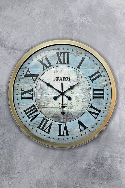 Kasva Concept Gift 40 cm Antique Metal Farm Wall Clock