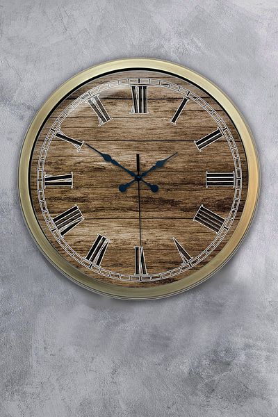 Kasva Concept 40 cm Antique Metal Wood Look Gift Wall Clock