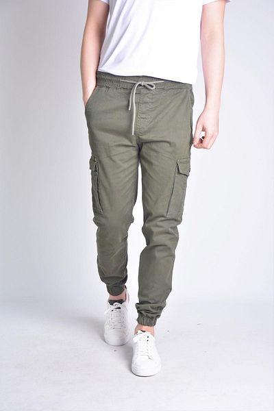 Luppo Club Ανδρικό παντελόνι Jogger Cargo Khaki με ελαστική μέση και πόδι