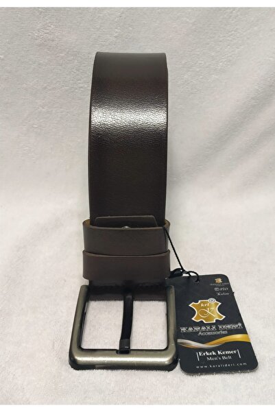 Karalı Deri Erkek Kahverengi Deri Kemer