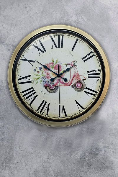 Kasva Concept 40 cm Antique Metal Pink Motor Wall Clock