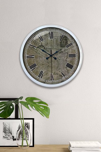 Kasva Concept Gift 40 cm White Metal Earth Wall Clock