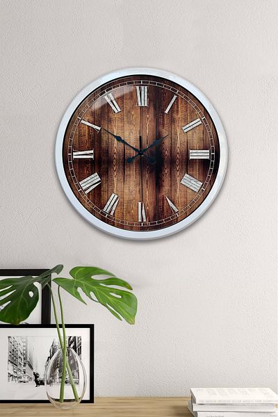 Kasva Concept Gift 40 cm White Metal Wood Wall Clock