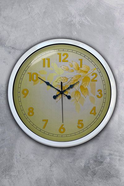 Kasva Concept Δώρο 40 εκ. Λευκό Μεταλλικό Κίτρινο Ρολόι Τοίχου