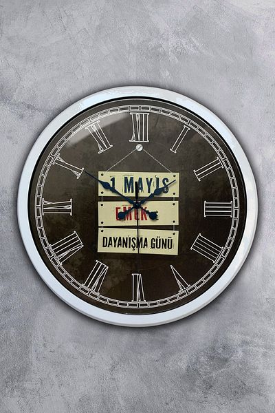 Kasva Concept Ceas de perete pentru muncitorii din metal alb de 40 cm pe 1 mai