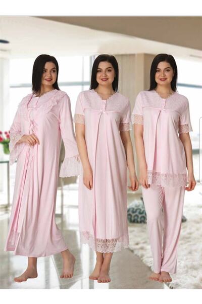 Effortt Mayss Collections 5046 Ροζ Χρώμα Νυχτικό, Νεγκλιζέ, Πυτζάμες Σετ 4 τε...