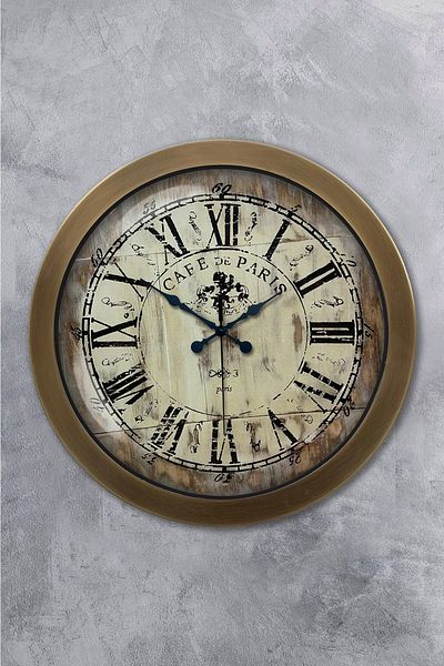 Kasva Concept Antique Metal Cafe De Paris Wall Clock