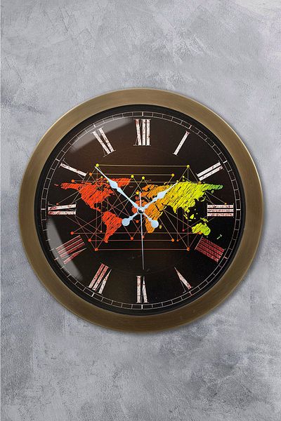 Kasva Concept Ρολόι τοίχου με αντίκα μεταλλικό χάρτη 36 εκ