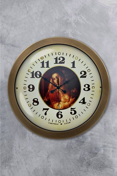 Kasva Concept Antique Metal Painting Women's Wall Clock 36 cm