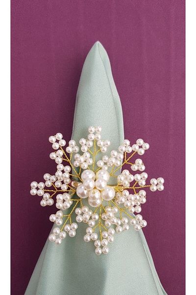 pekars 6Pcs Gold Pearl Snowflake Napkin Ring Ring